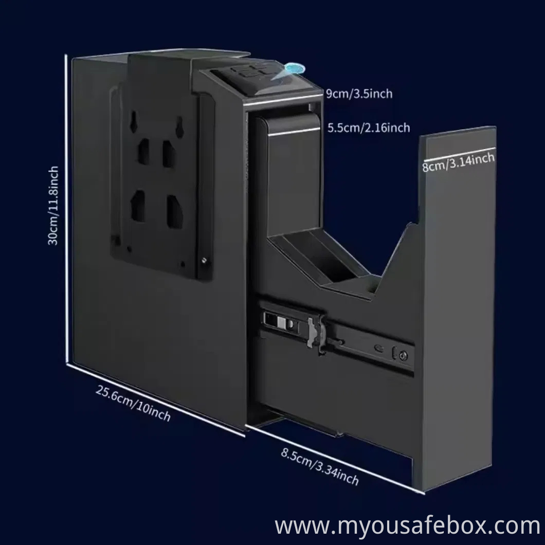 Safe Wall-Mounted Fingerprint Steel Car Portable Secure Gun Safes Locking Box for Pistols Keys Safes